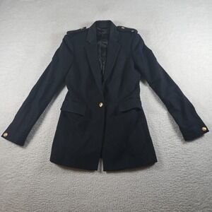 Rag And Bone Women's Blue Wool Blazer Size 0 Military Style Gold Buttons